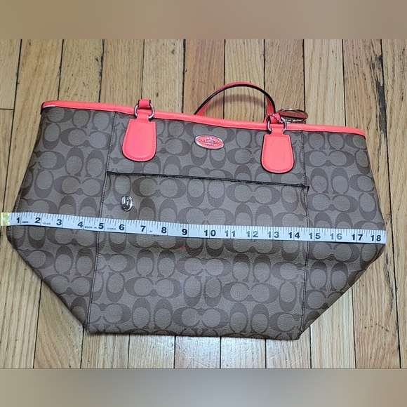 Coach Brown and Red Signature Tote Bag - Picture 13 of 14